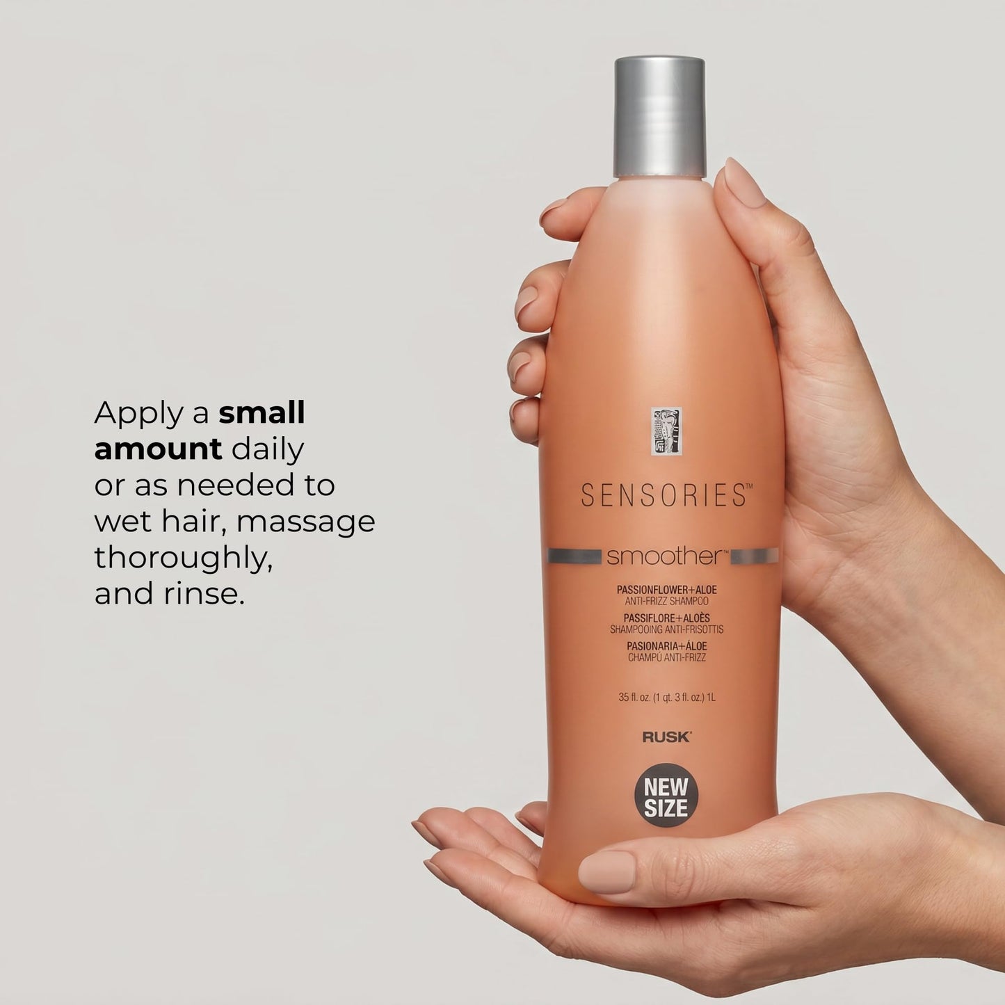 RUSK Sensories Smoother Passionflower and Aloe Smoothing Shampoo, Anti-Frizz Formula With Aloe Helps Smooth and Emollients Restore Moisture Balance, 35 fl. oz
