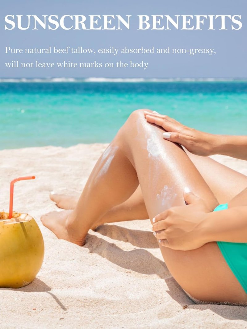 Beef Tallow Sunscreen - Natural Reef Safe Sunblock for Face & Body | Non-Greasy Travel Size (4 Packs)