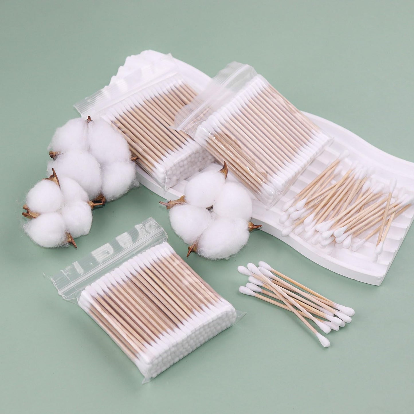 Cotton Swabs with Wooden Stick Double Round Buds,Cotton Swabs Bulk Travel Size Ear Swabs for Ears Makeup Household Cleaning Arts Crafts Pet Care (1 Count (Pack of 5000))