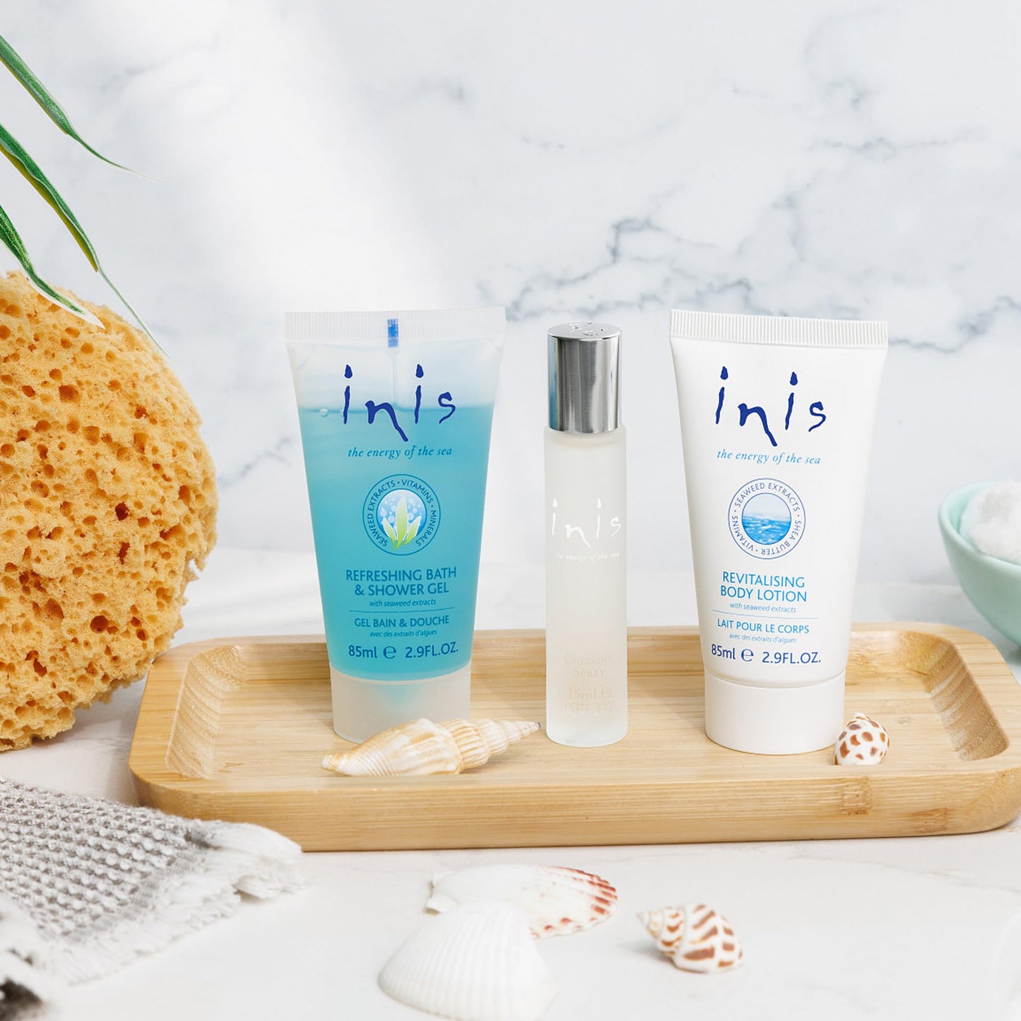 Inis the Energy of the Sea - Trio Gift Set for Women and Men, Travel Size Toiletries with Mini Cologne, Body Lotion and Bath and Shower Gel, Clean Ocean Fresh Unisex Fragrance