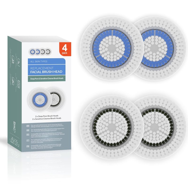 Clarisonic Brush Head Replacements - 4 Pack for Deep Pore & Sensitive Skin | Compatible with Mia 1, Mia 2, Mia Fit, Alpha Fit, Smart Profile Uplift