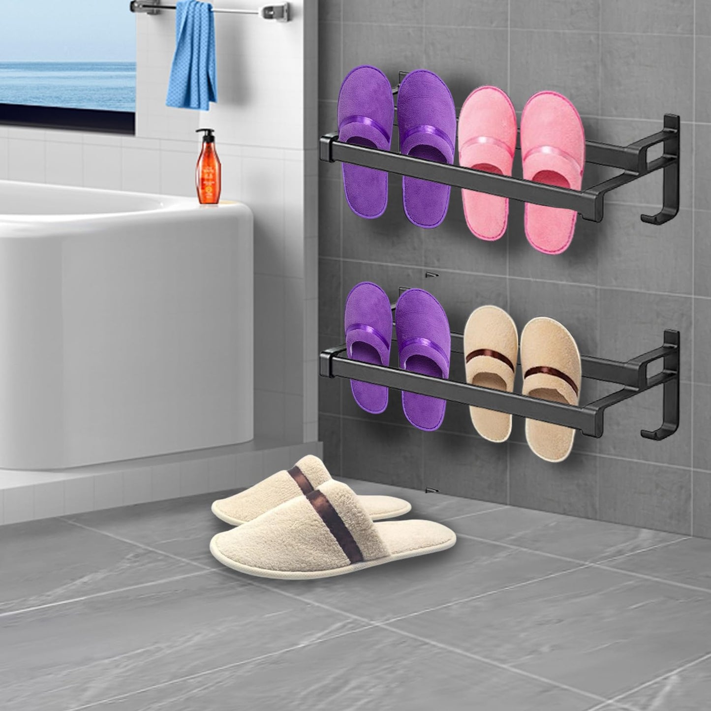 Hyuetrsa 12 Pcs Guest Slippers ,House Shoes for Guests Bulk Washable Non Slip Disposable Slippers Washable Closed Toe Soft Coral Fleece Hotel Slippers House, Indoor, Bathroom, Spas, Travel(US Women Size 11)