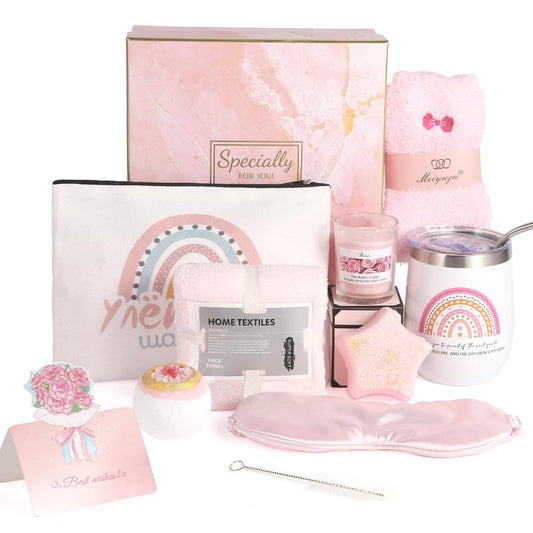 Happy Bath Set Relaxing Spa Gift Baskets Ideas, Unique Gifts for Women Who Have Everything