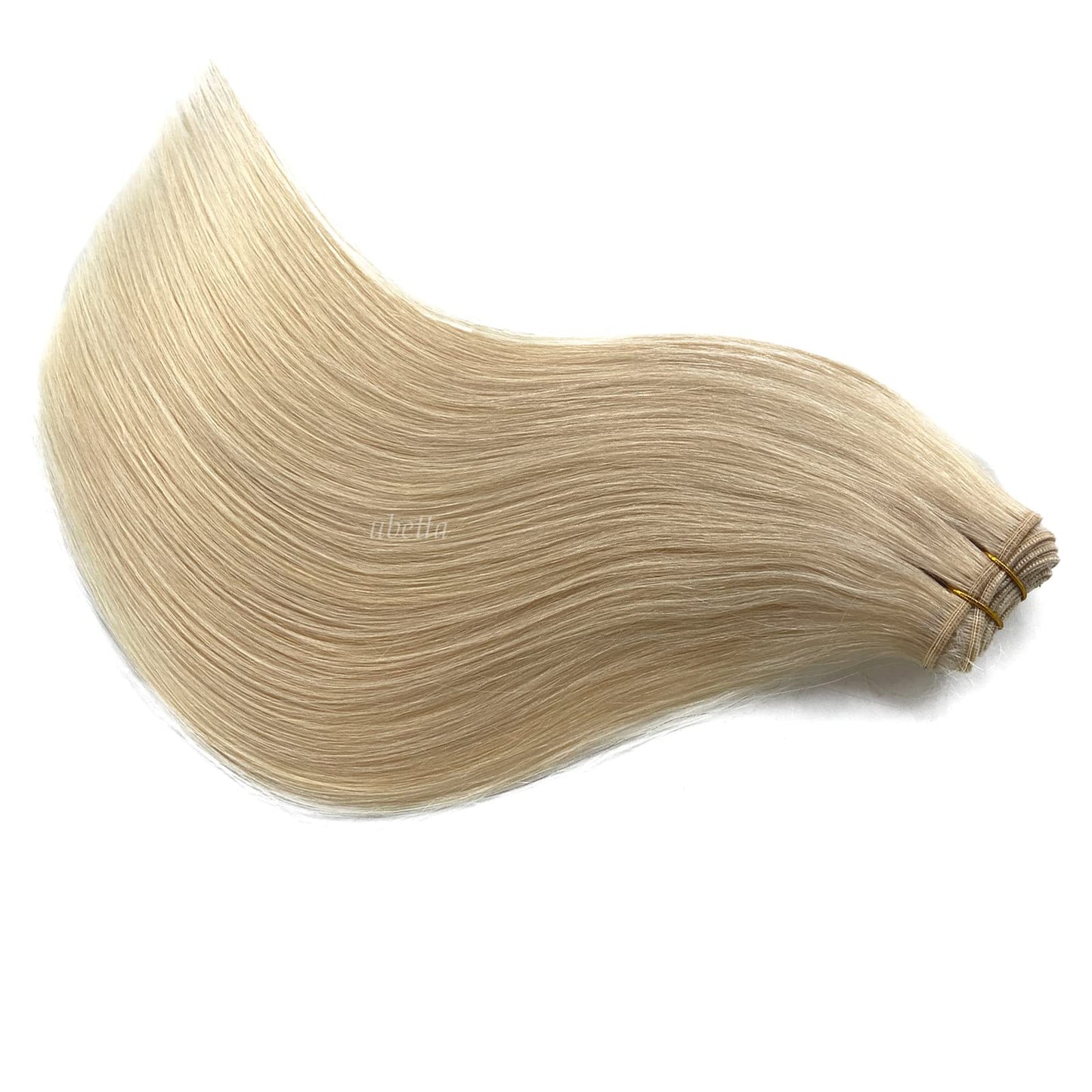 Sew in Hair Extensions Real Human Hair, Blonde Weft Hair Extensions Human Hair, 14 Inch 80G Hand Tied Weft Hair Extensions Human Hair Bundles Weave Extensions for Women