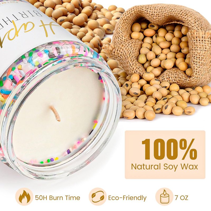 Candles for Birthday, Vanilla Cream Scented Candle 7OZ, Happy Birthday Candle Gifts for Women Her Best Friend, Unique Cute Soy Candles Non Toxic Aromatherapy