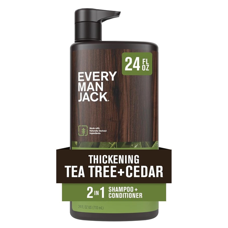 Every Man Jack 2-in-1 Men's Shampoo & Conditioner - Thickening Tea Tree | Moisturizing & Volumizing - 24oz