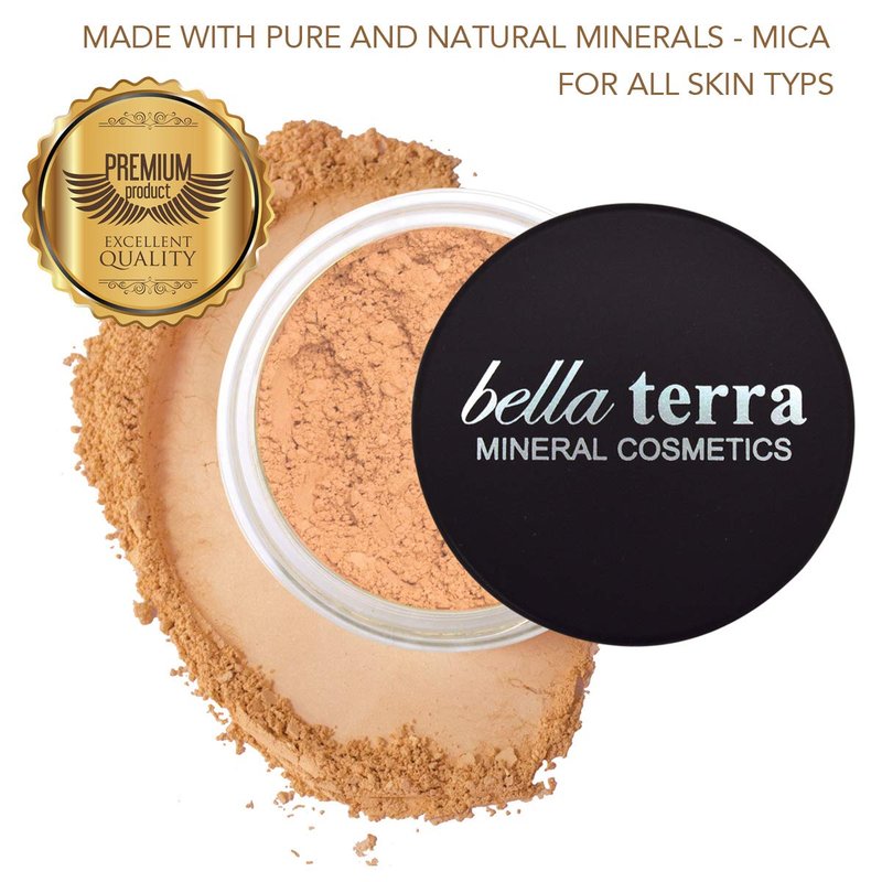 BellaTerra Cosmetics Mineral Powder Foundation – Natural | Soft Neutral Shade with Matte Finish | Long-Lasting, Buildable Mineral Formula for Everyday Wear 9g