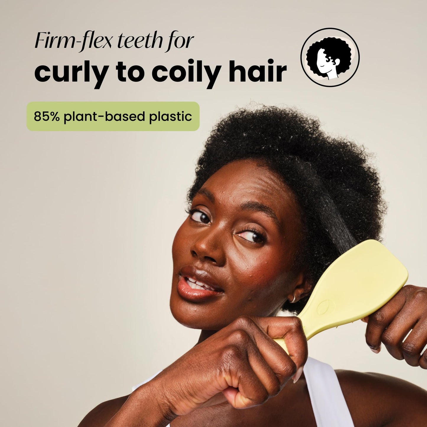Tangle Teezer Plant-Based Ultimate Detangler Brush, Dry & Wet Hair Brush, Eliminates Knots & Reduces Breakage for Curly to Coily, 3C to 4C Hair Types, Pastel Yellow