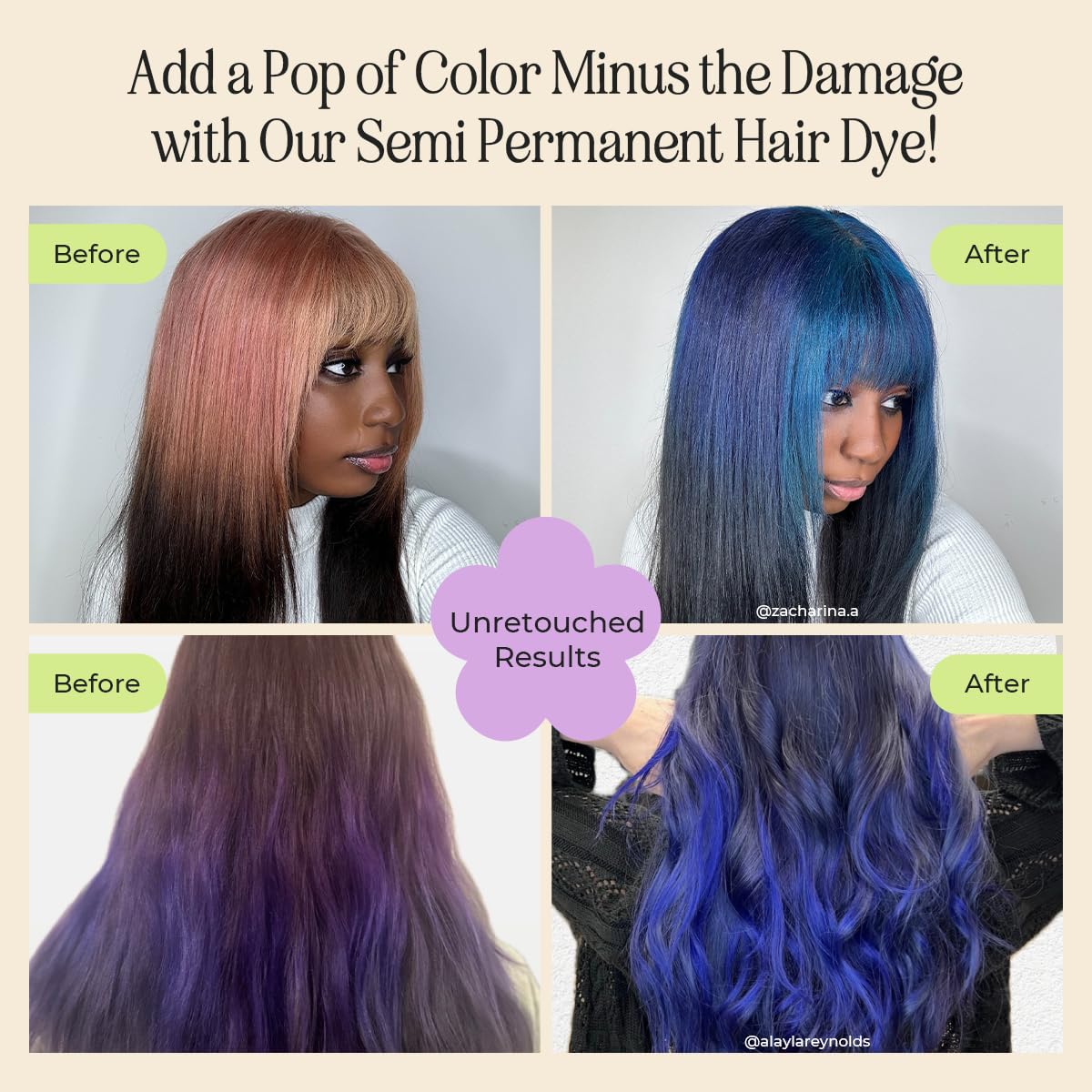 INH Hair Dye Set - Flamingo Topaz Pink & Royal Sapphire Blue | Vegan, Ammonia-Free, 6oz Color Duo