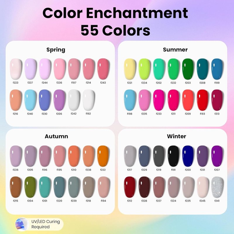 Beetles Gel Nail Polish Kit - 55 Vibrant Colors with UV Light | Complete DIY Manicure Set for Home Use