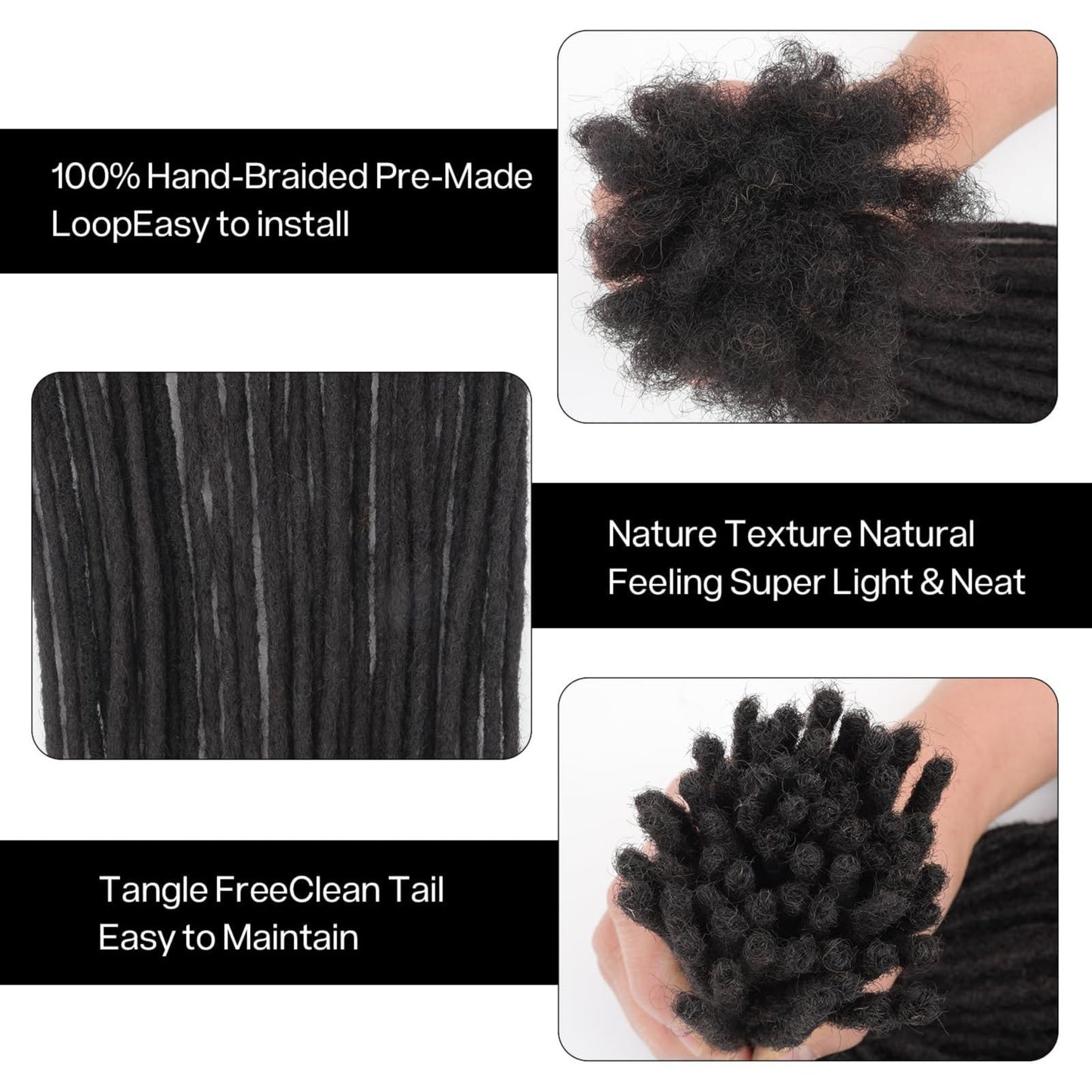 12 Inch Loc Extensions Human Hair 0.6CM Width Dreadlock Extensions for Blck Men/Women Can Be Dyed Bleached Curled Full Handmade Permanent (12 Inch-30Strands,1B)