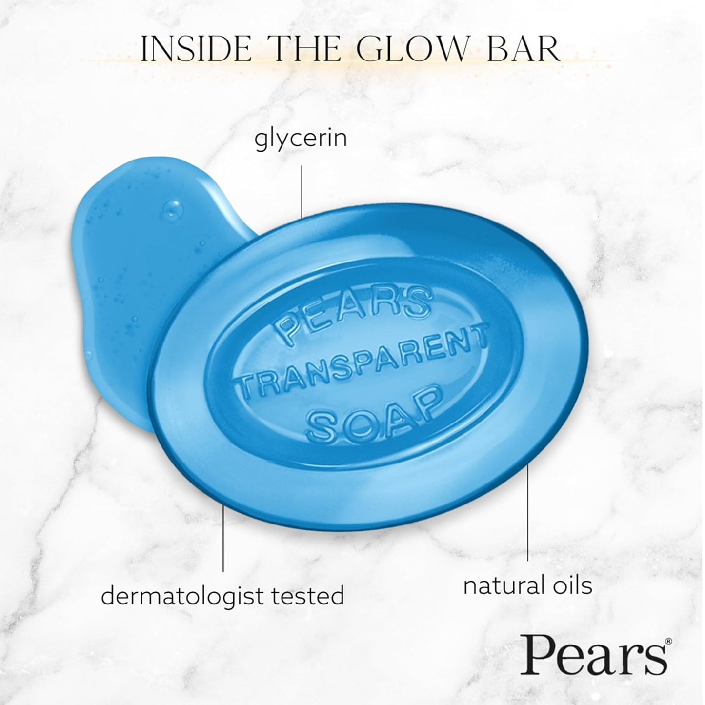 Pears Glycerin Soap - Transparent Blue with Mint Extract | 12-Pack, 4.4 Oz Each for Refreshing Cleanse