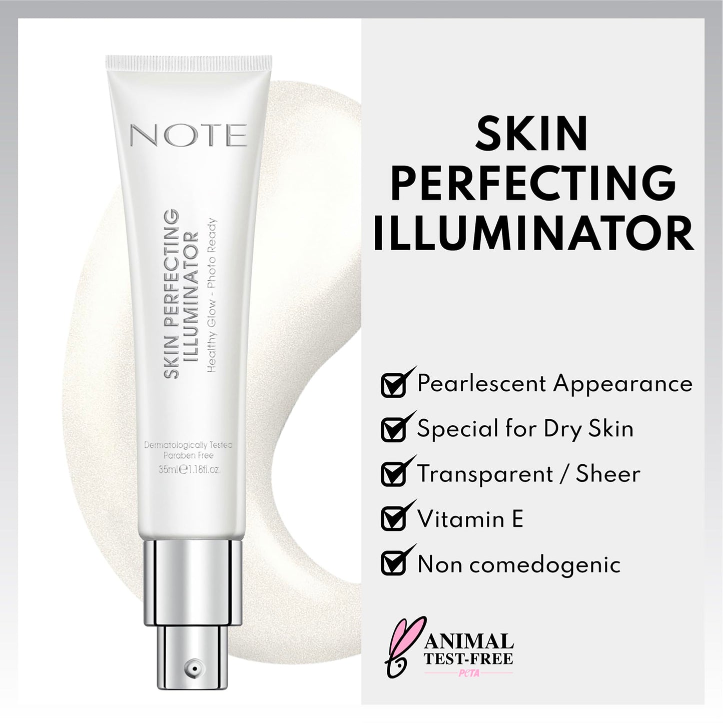 NOTE Skin Perfecting Illuminator – Primer for Face Before Makeup - Makeup Primer with Argan Oil and Vitamin E for Hydrated Glow - 1.2 oz