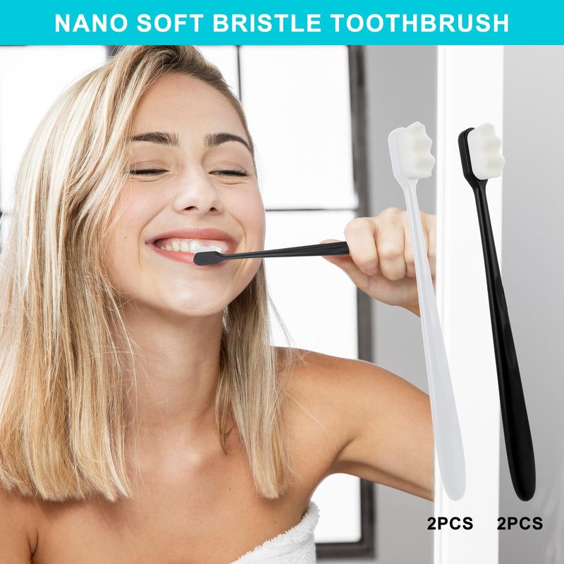 Ouligay 4Pcs Soft Bristle Toothbrush With 20000 Micro Nano Bristles - Extra Soft for Sensitive Teeth, Manual Toothbrush for Adults
