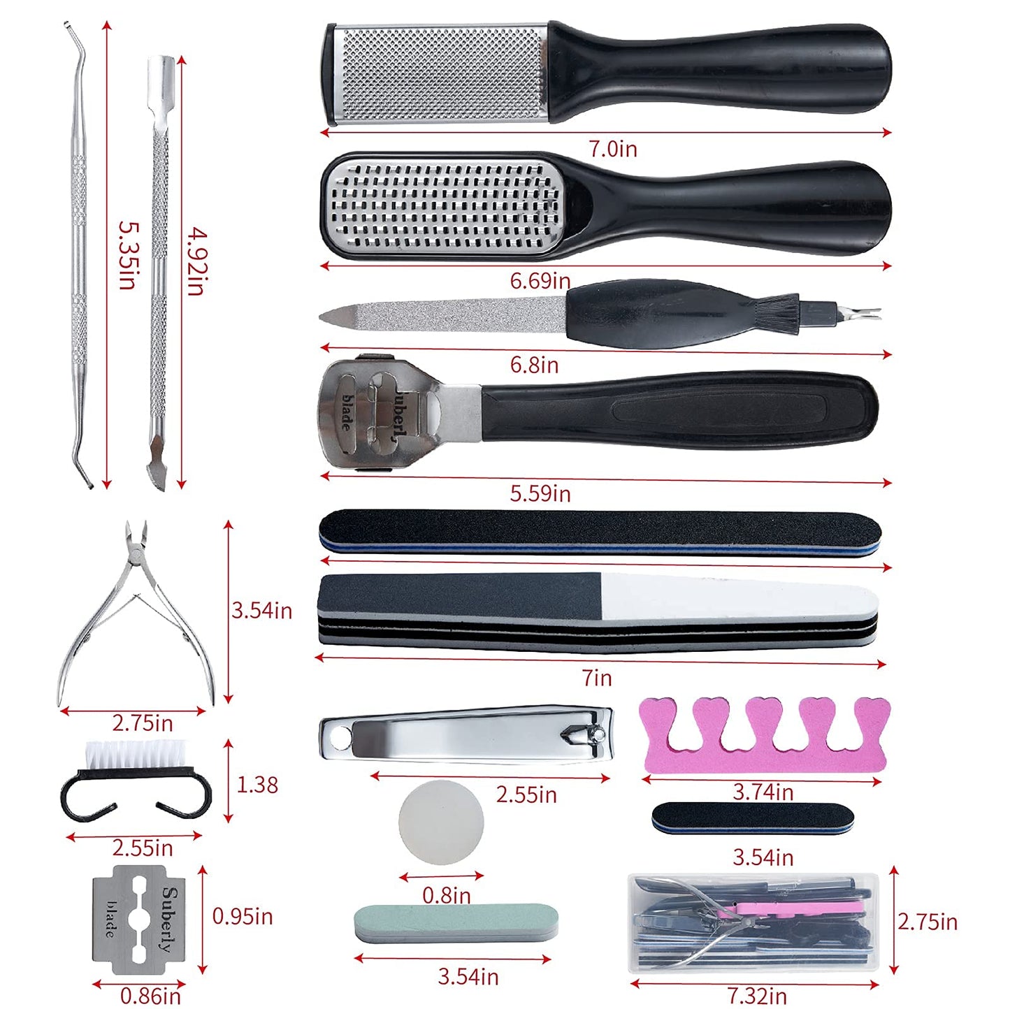 31Pcs Foot & Hand File Pedicure Tools Kit for Dead Skin Remove, Nail Maintain with Cleaning Storage Box for Men Women Salon or Home Best Gift