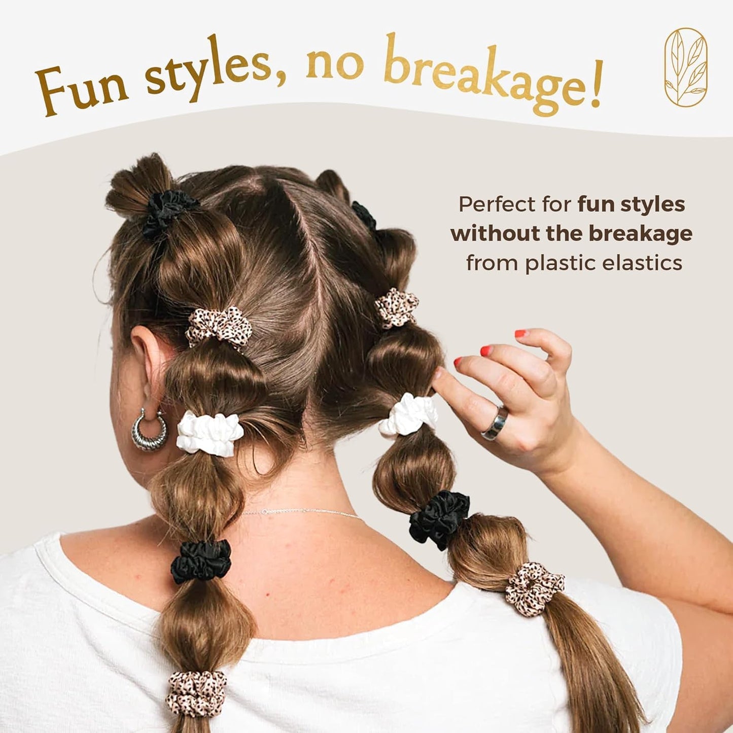 Mini Mulberry Silk Scrunchies for Women & Kids - Anti-Breakage Hair Ties for Fine, Curly & Thin Hair | Onyx Black (4 Pack)
