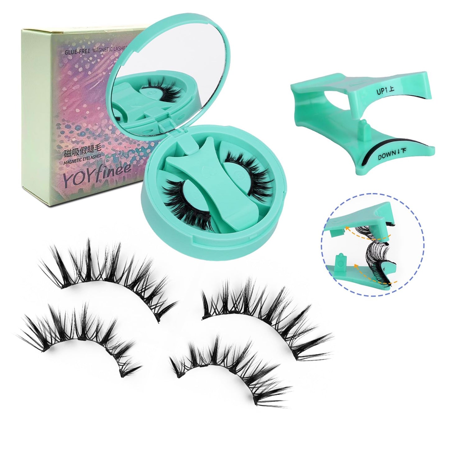 YOYfinee Magnetic Eyelashes with Applicator, Reusable Comfortable Magnetic Eyelashes, No Glue No Eyeliner Needed, Soft Magnets False Eyelashes, Easy to Wear(Z4)