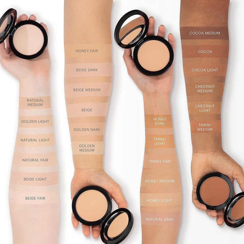 Pressed Base Powder Foundation - Natural Dark | Buildable Sheer to Full Coverage, Long-Wear Compact Makeup