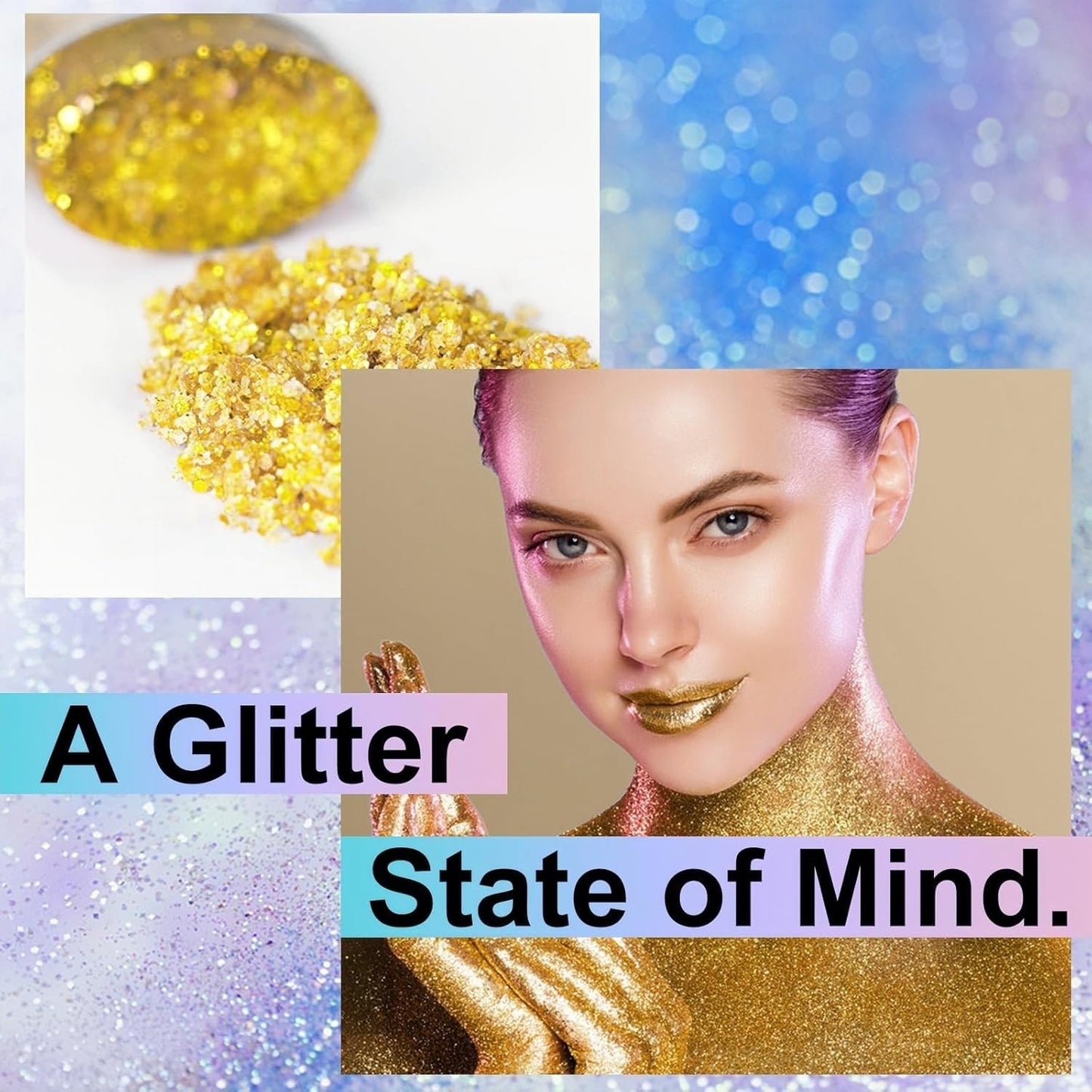 Melemando Body Glitter Stick 11 Colors Holographic Mermaid Sequins Chunky Face Glitter Stick Singer Concerts or Music Festival Rave Glitters Makeup for Face/Body/Hair/Eyes/Lip (01 Gold)