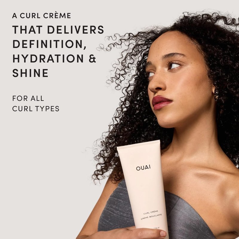 OUAI Curl Cream - Curl Defining Cream with Chia & Linseed Oil | Tames Frizz & Enhances Shine (8 oz)