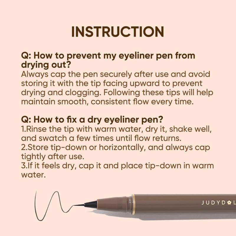 JUDYDOLL Ultra-Fine Liquid Eyeliner-Precision Tip for Wing Line, Smudge-Proof, Quick-Drying, Waterproof, Easy to Get Inner Corner Lined, Hooded Eyes-Friendly (#01 Black)