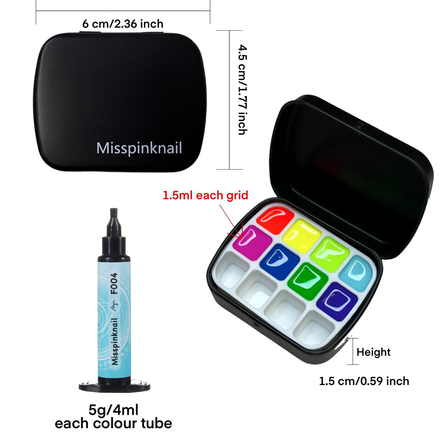 YJMyujimi Advanced Painting Gel for Nail Art,8 colour kit with 2 palette(12 divsions),Non wipe,Manicure Professional Nail Salon DIY at Home Gift (C)