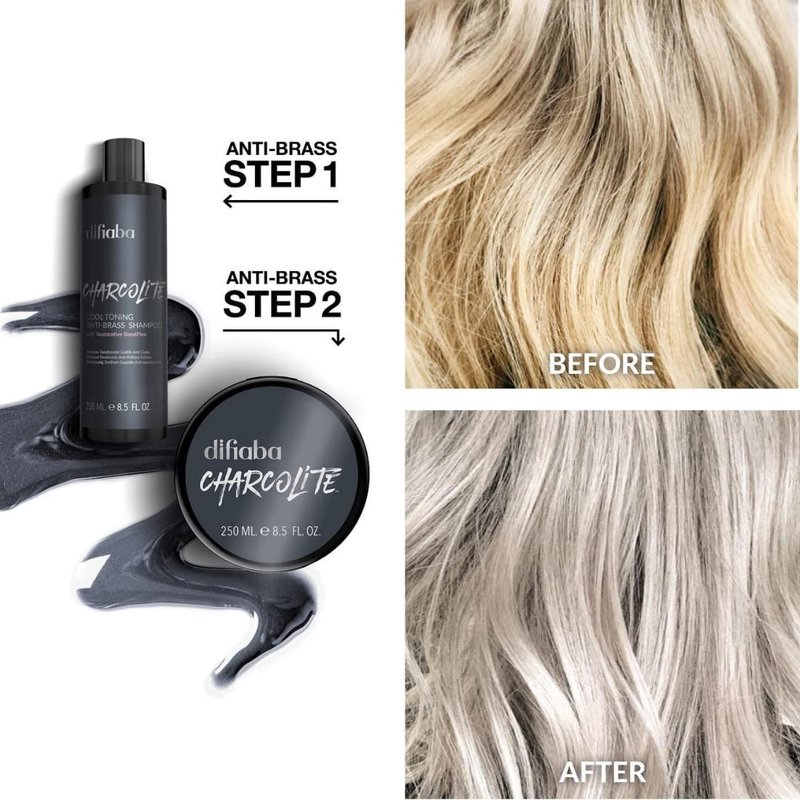 Charcolite Cool Toning Shampoo 250ml | Natural Anti-Yellow Shampoo with Activated Charcoal & Graphite | For Blonde, Bleached, Grey or Platinum Hair | Purple Shampoo Alternative | Sulfate-Free Toner