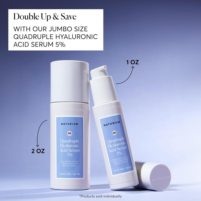 Naturium Quadruple Hyaluronic Acid Serum - Hydrating & Plumping Anti-Aging Face Serum | Fragrance-Free, 1 oz