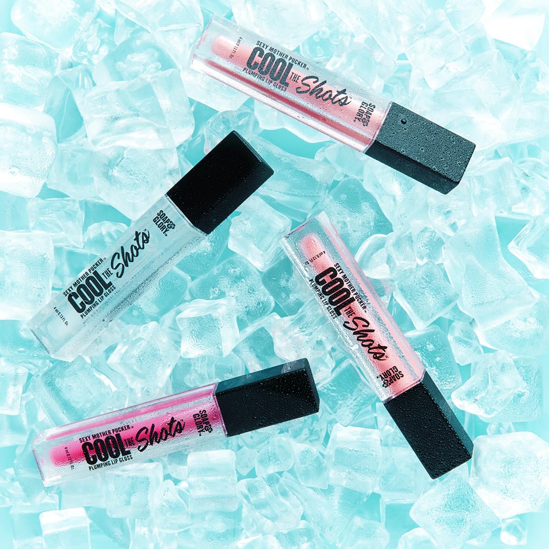 Soap & Glory Cool The Shots Plumping Lip Gloss Duo – Clear (4ml) & Pink Punch (4ml) – Hydrating & Cooling Lip Plumpers with Menthol & Vitamin E – High Shine, Vegan & Cruelty-Free