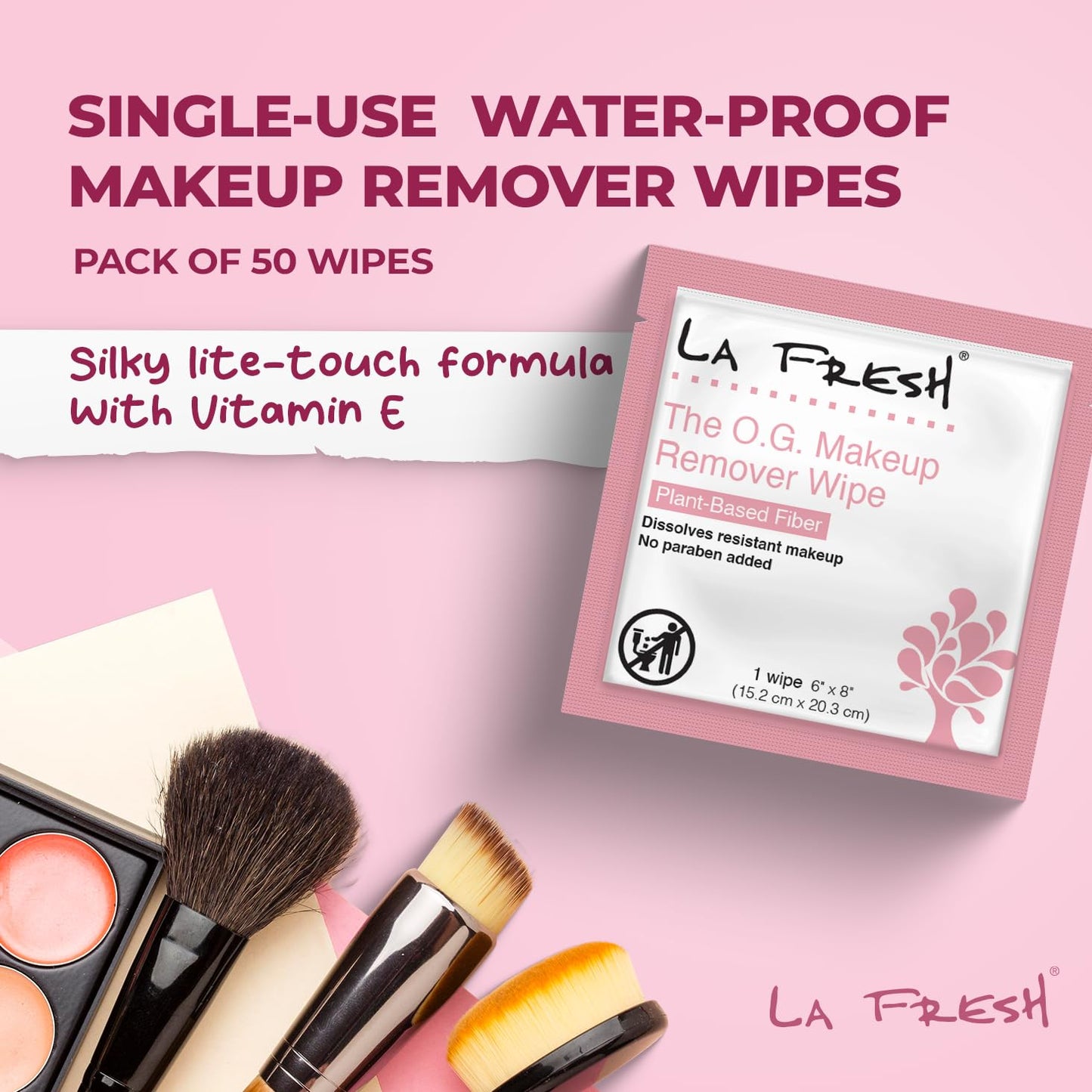 Makeup Removal Facial Cleansing Wipes - Waterproof, 50 Count | Travel Skin Care Essentials