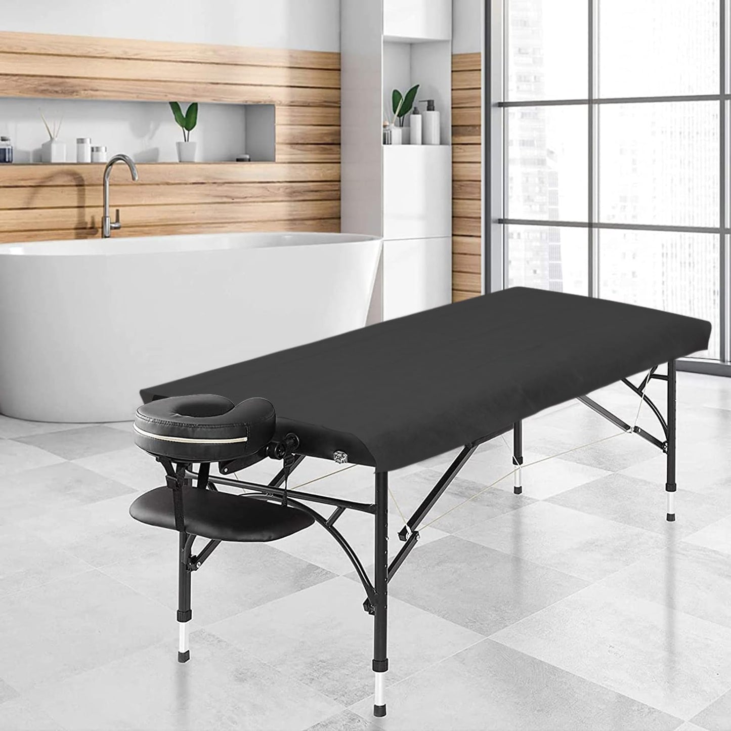 Eqivei 50 Count Disposable Massage Table Sheets, Disposable Bed Sheets fot Massage Table, Disposable Bed Covers for Lash Bed, Tattoo, Spa, Esthetician, 31 * 71 inches (Black)