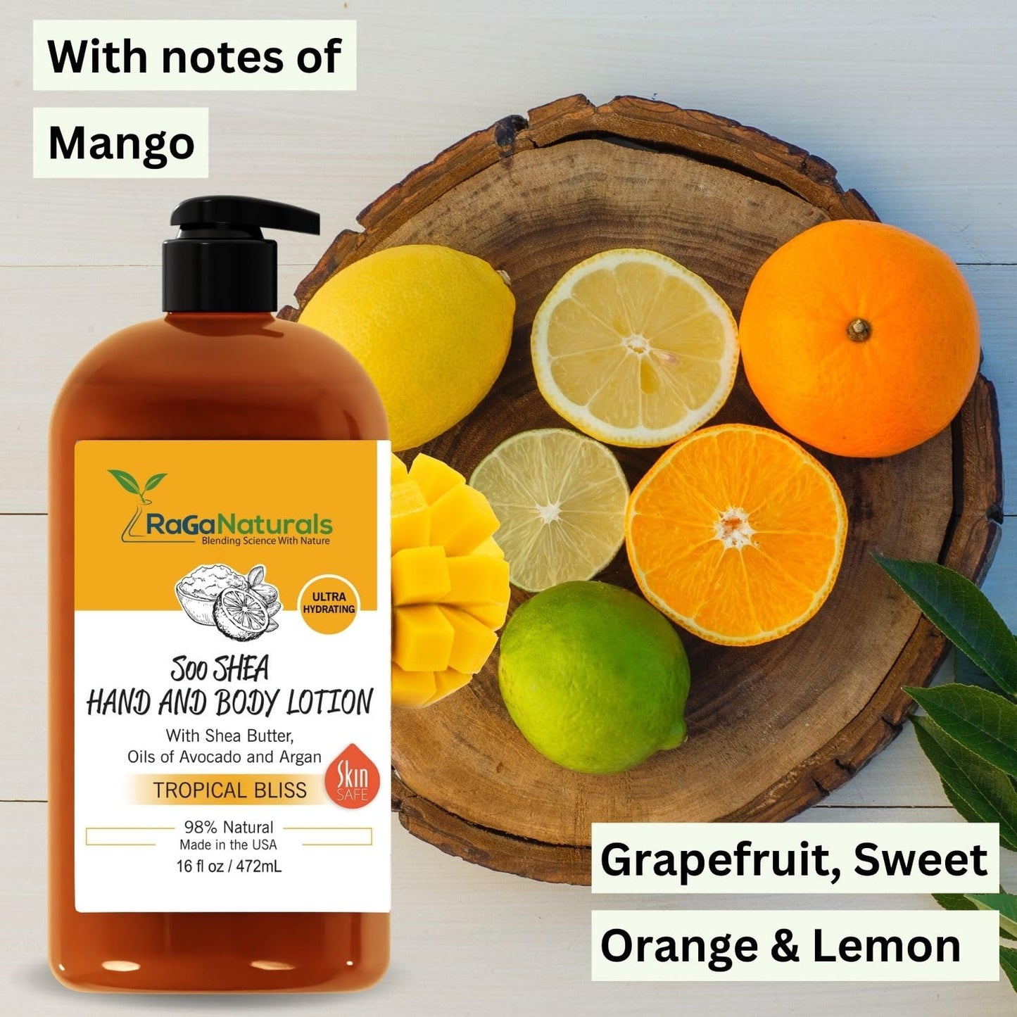 Natural Mango Body Lotion for Dry Skin - Tropical Bliss Moisturizer with Shea Butter & Vitamin E | 16 Oz Vegan Formula