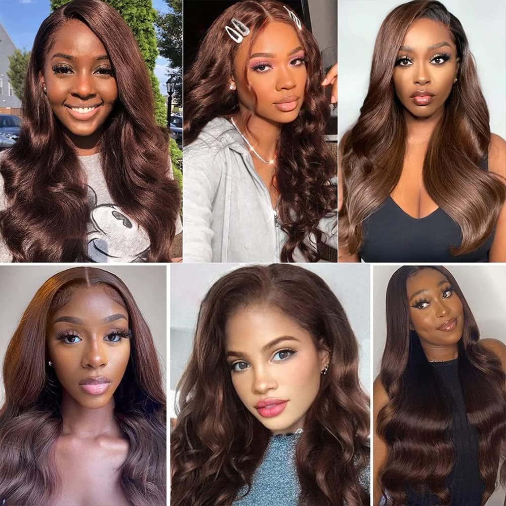 Ailabi Brazilian Chocolate Brown Human Hair Bundles 8 10 12 Inch Body Wave Bundles Human Hair 11A Unprocessed Virgin Quick Weave Sewn In Hair for Black Women