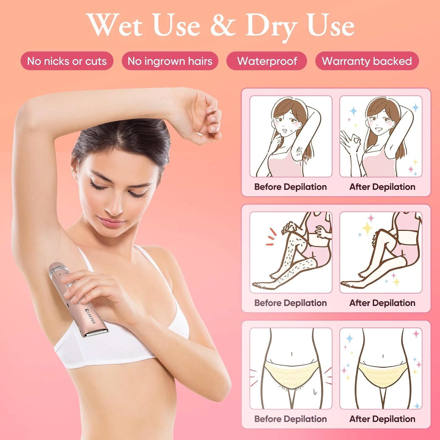 Flawless 2-in-1 Women’s Electric Shaver | Dual Head Bikini Trimmer, IPX7 Waterproof for Wet & Dry Use