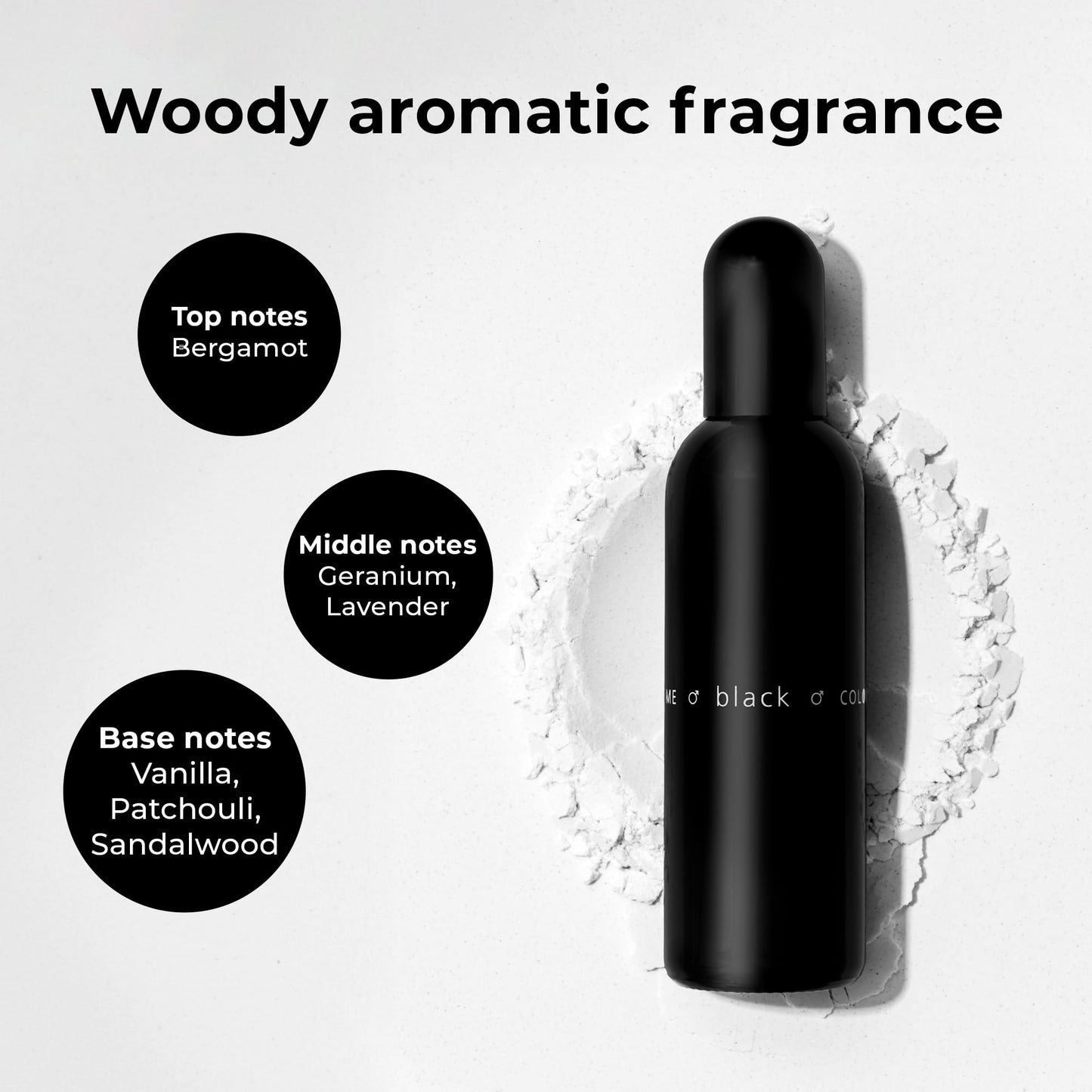 COLOUR ME Milton-Lloyd Black Homme - Eau de Parfum - Long Lasting Perfume for Men - Vanilla, Sandalwood Cologne for Men - Woody Men's Cologne - 3 oz.