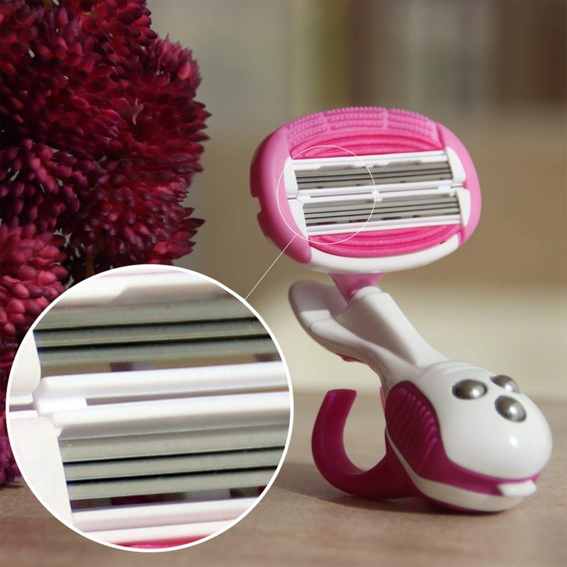 Aveline Smooth Women's Razor with 6-Blade Cartridge, Smooth Razor Blade Refill 6-Blade Cartridges (4 Refills), & Shea Butter Shaving Cream