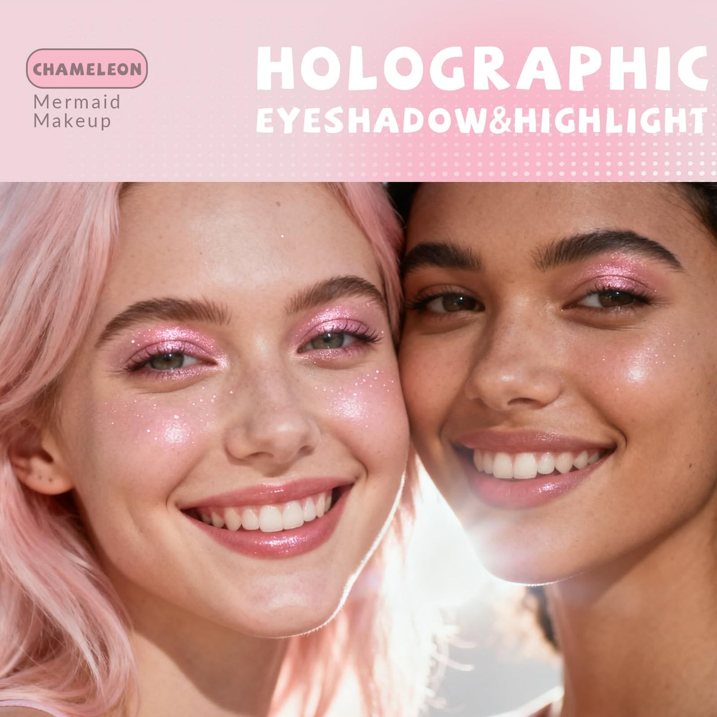 HOSAILY Holographic Multichrome Glitter Eyeshadow, Color Shift Metallic Shimmer Eyeshadow Palette, Chameleon Sparkle Inner Corner Eye Highlighter, Iridescent Eye Shadow Palette Fairy Makeup#05