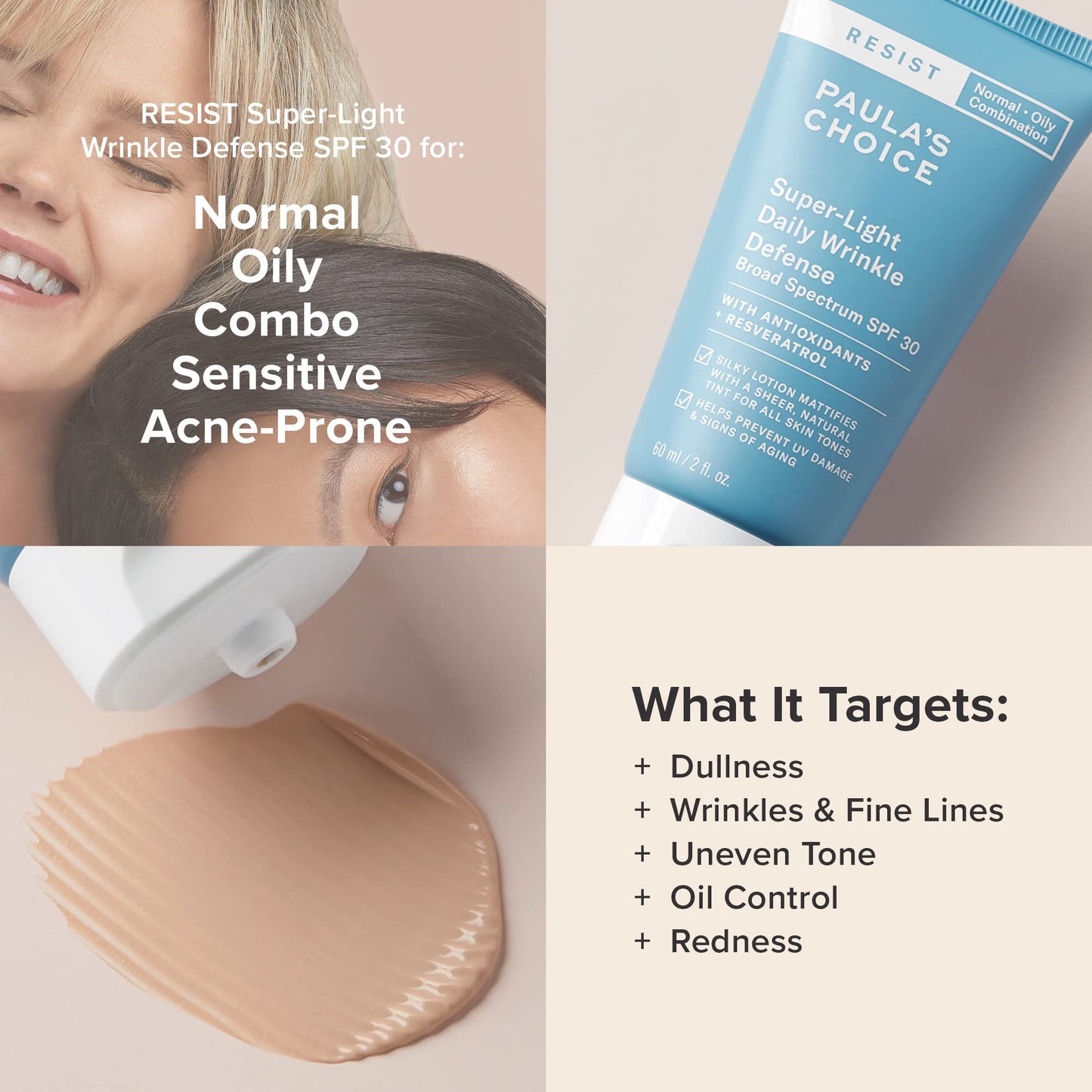 Paula's Choice RESIST Super-Light Daily Wrinkle Defense SPF 30 Duo, Matte Tinted Face Moisturizer, UVA & UVB Protection, Mineral Sunscreen for Oily Skin, Fragrance-Free, Set of 2