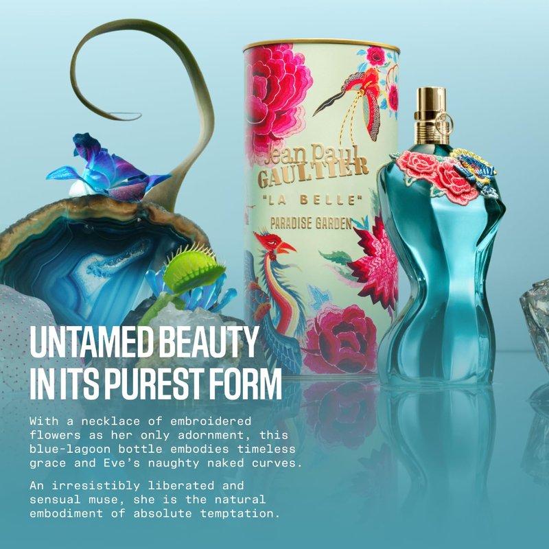 Jean Paul Gaultier La Belle Paradise Garden Eau de Parfum for Women - Long Lasting Floral Amber Womens Perfume with Blue Water Lily, Iris & Vanilla - Designer Fragrance Spray, 1.7 oz