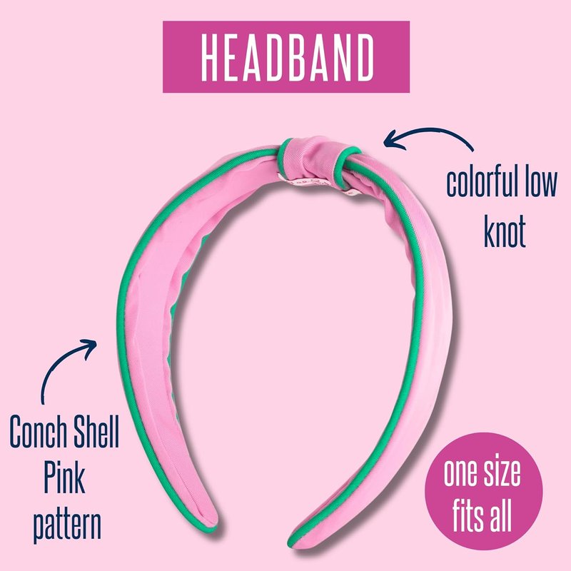 Lilly Pulitzer Pink & Green Low Knot Headband - Colorful Hair Accessory for Women | Conch Shell Pink