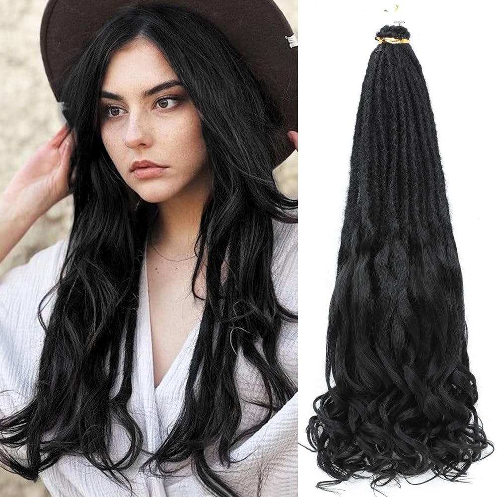 Aguacor Loose Wave Dreadlocks Synthetic French Curly Single Ended Dreadlock Extensions 24inches 50 Strands Thin Soft Spanish Curly SE Dreadlock Extensions for Women (50 Strands, 27/613)