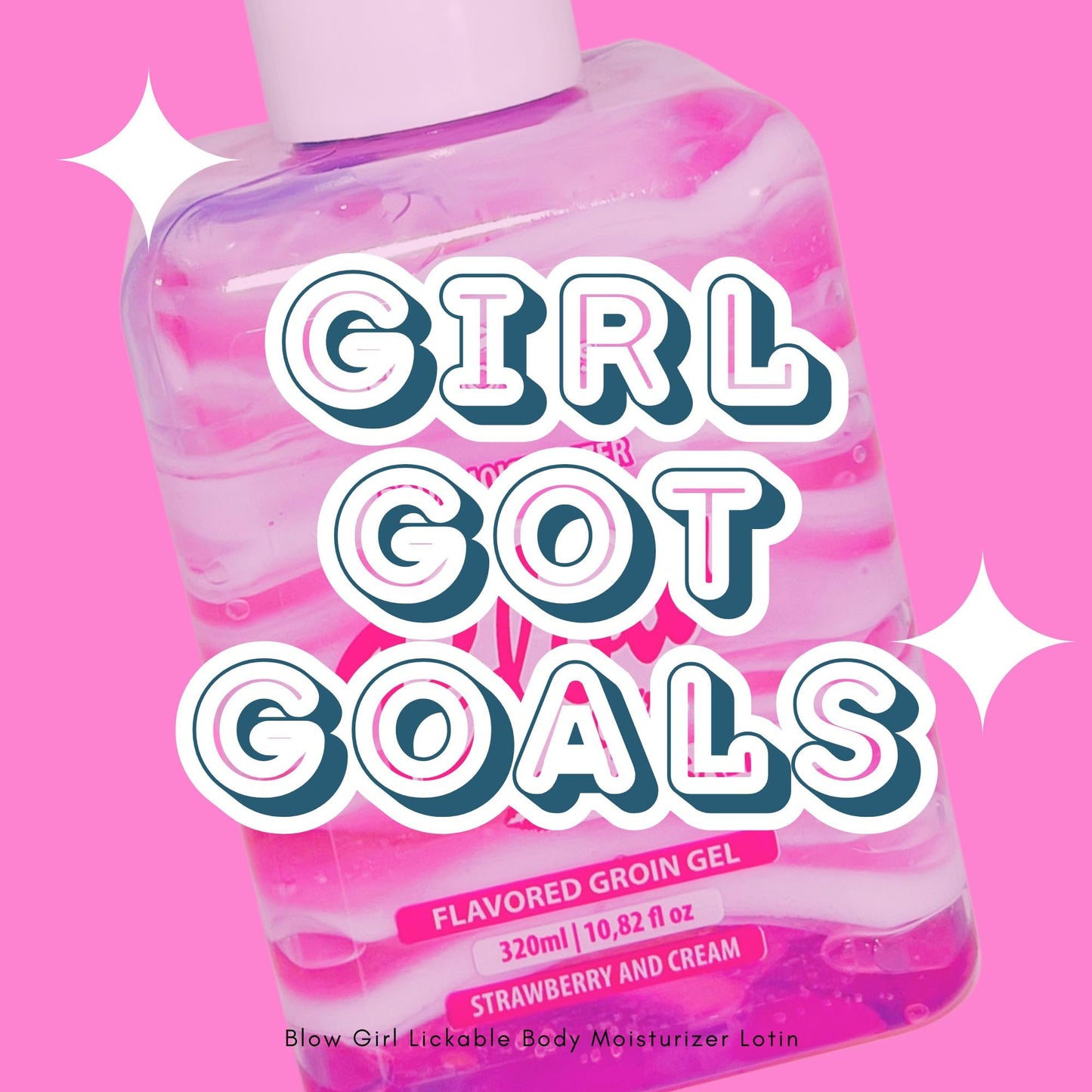 HOT FLOWERS Blow Girl Lickable Moisturizing Lotion, Strawberry & Cream Flavored Body Moisturizer, Sugar-Free & Gluten-Free Gel-Cream for Soft, Smooth Skin, Daily Body Care & Massage, 320ml