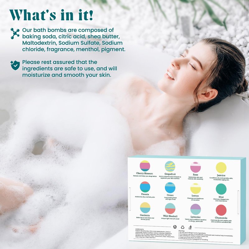 ZenBombs Bath Bombs for Women, 24pcs Handmade Natural Bath Bomb, Stocking Stuffers, Bath Bomb with Shea Butter, Mothers Day Presents for Mom, Amazing Present for Her, Wife, Girlfriend, Mother(2 Sets)