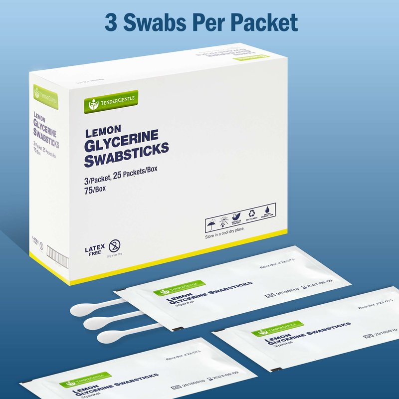 Lemon Mouth Swabs for Hospice Patients - 5 Pack of 375 Lemon Glycerin Oral Swabs for the Elderly - Refreshes and Moistens the Mouth, Teeth, and Gums