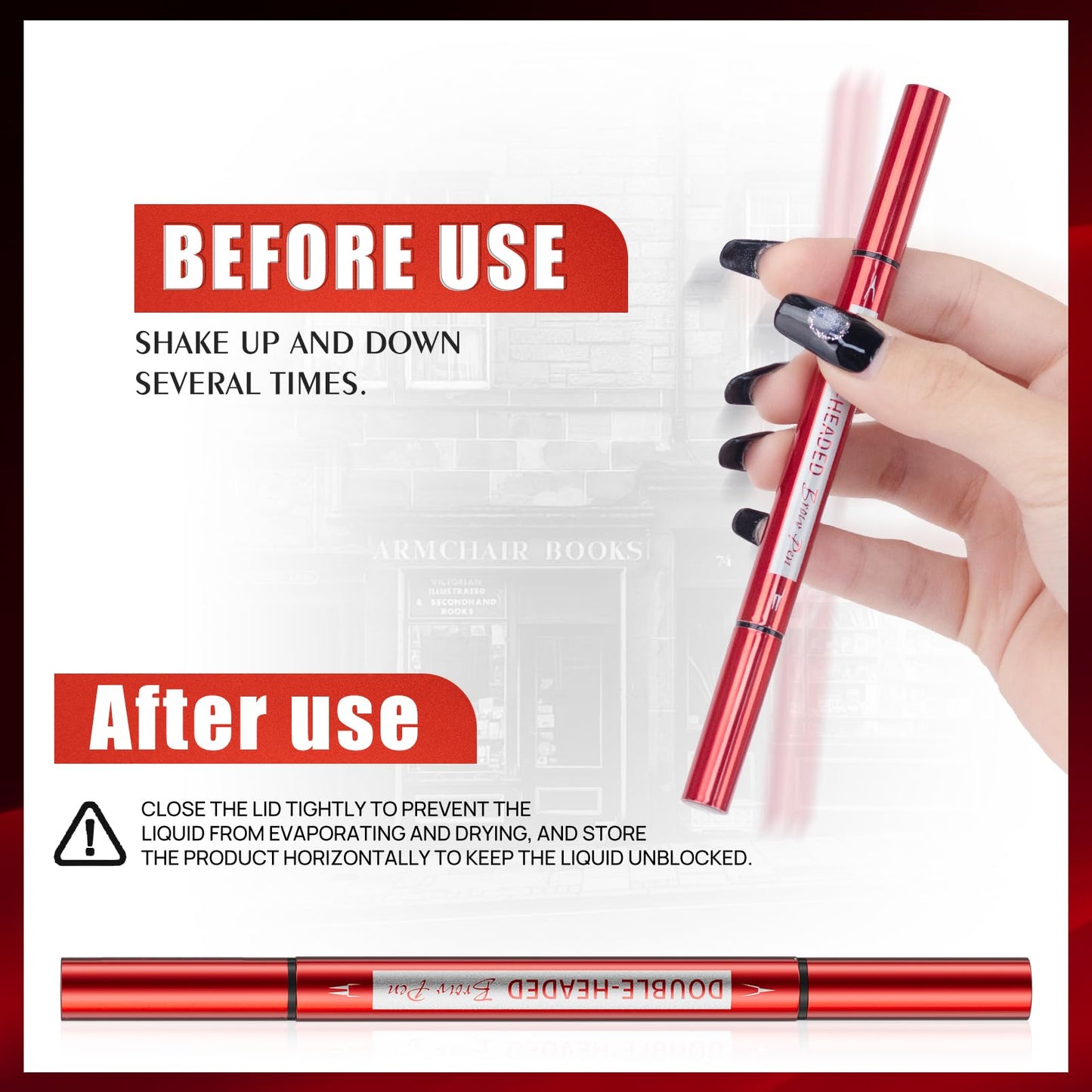 Waterproof Brown Eyebrow Pencil for Women - Dual Head Microblading & Thin Liner, 2-in-1 Non-Smudging Brow Makeup(2# Brown)