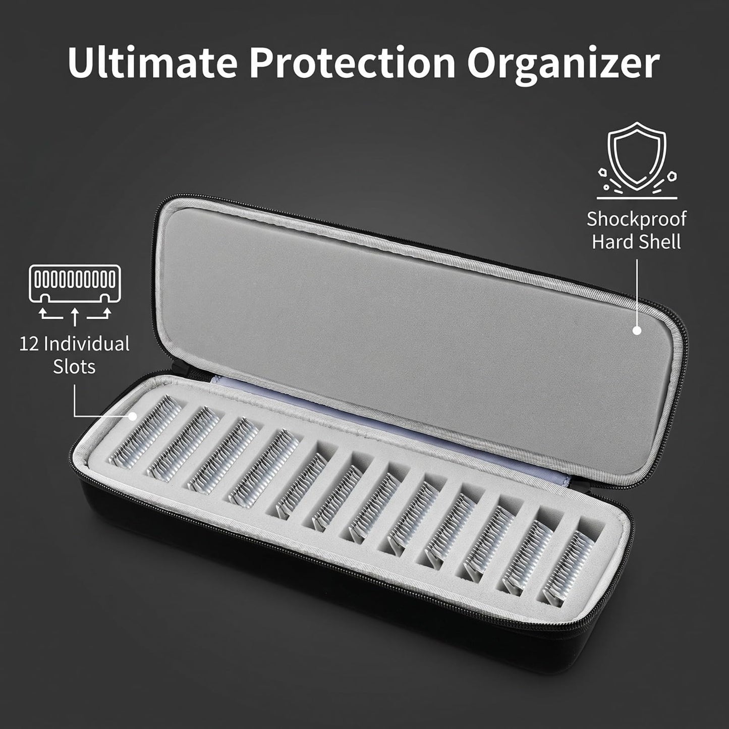 Comecase Clipper Blade Case Holder Organizer, Hard EVA Travel Carrying Storage for Wahl/for Andis/for Oster A5 Detachable Blades, Holds 12 Blades for Barbers and Pet Groomers (Box Only)