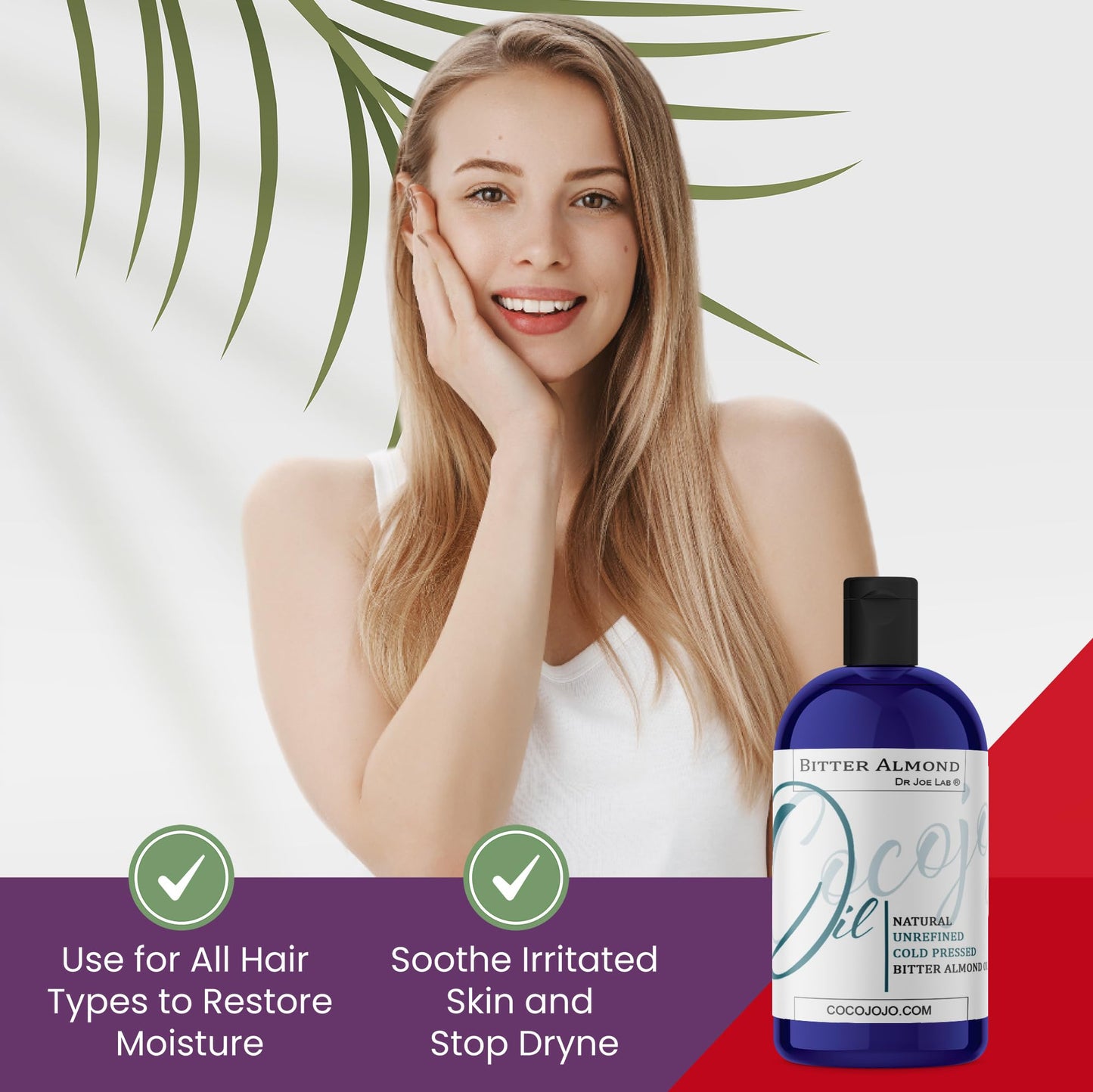 cocojojo Pure Bitter Almond 16 oz 1 pint Oil Unrefined Cold Pressed Extra Virgin All Natural Perfect for Hair Face Skin Nails