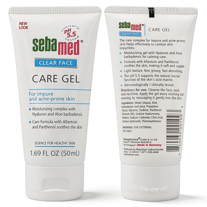 SEBAMED Clear Face Care Gel (50mL) with Aloe Vera and Hyaluronic Acid for Impure and Acne Prone Skin - Made in Germany - Pack of 2