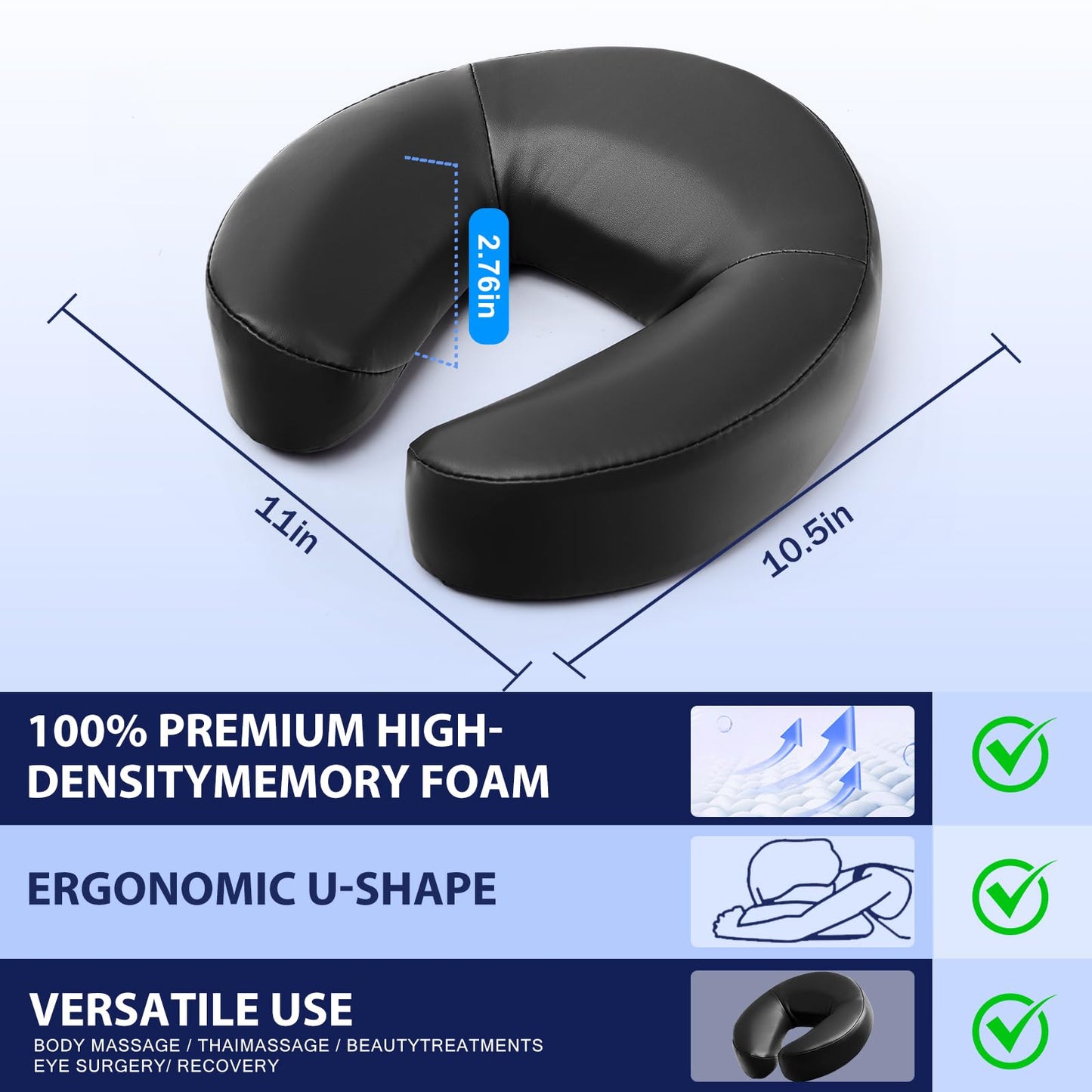 KONOVOLY Universal Headrest Face Cushion for Massage Table, Black