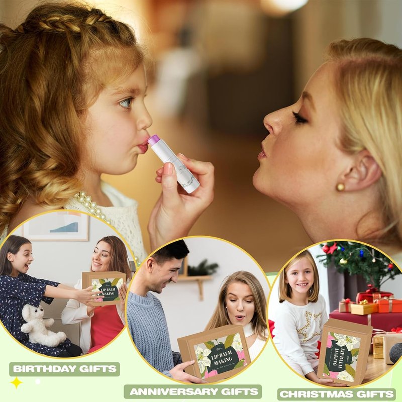DIY Lip Balm Making Kit - Shea Butter & Beeswax, Moisturizing Lip Gloss | Perfect Christmas Gift for Adults